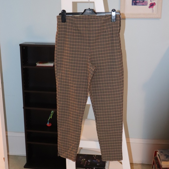 Dex Stretchy Skinny Brown Plaid Pant - Size L - Picture 1 of 6